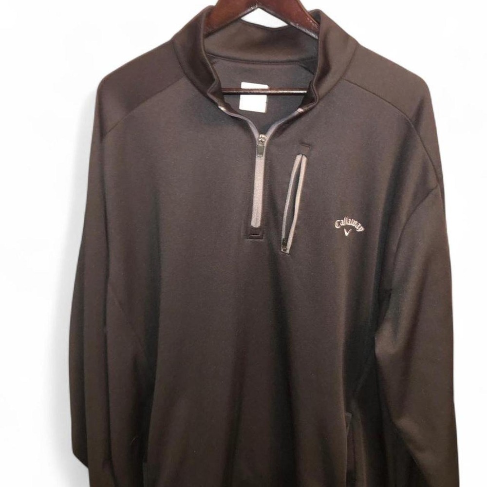 Callaway Mens XXL Black 1/4 Zip Golf Pullover Jacket Chest Pocket Performance